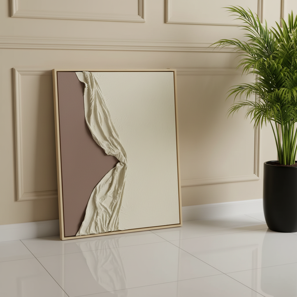 Whispers in Fabric – Modern Abstract Wall Art UAE 76*100cm