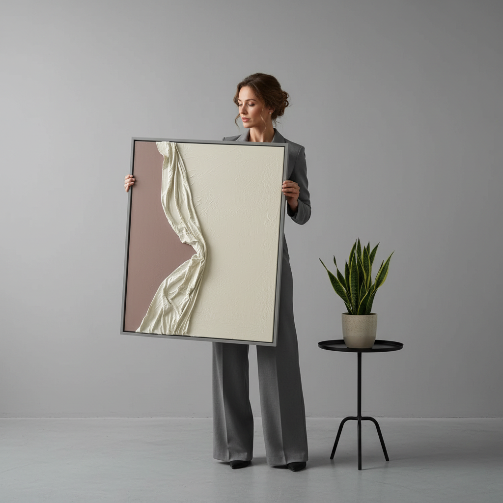 Whispers in Fabric – Modern Abstract Wall Art UAE 76*100cm