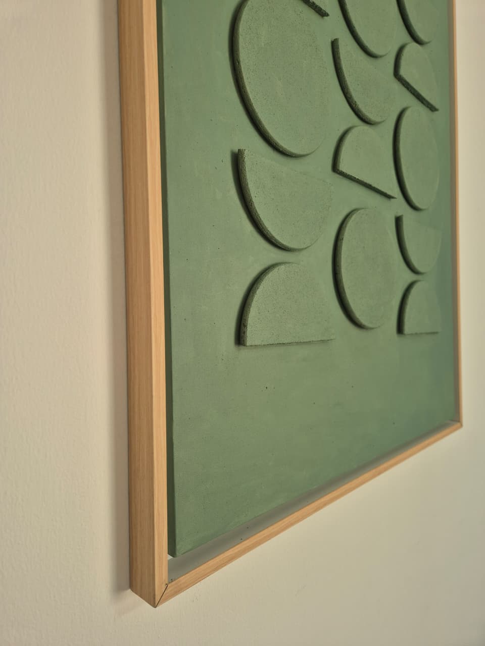 Soft Symmetry & Verdant Rhythm – Geometric Wall Art Pair | Beige Frames | 108 × 82 cm Each