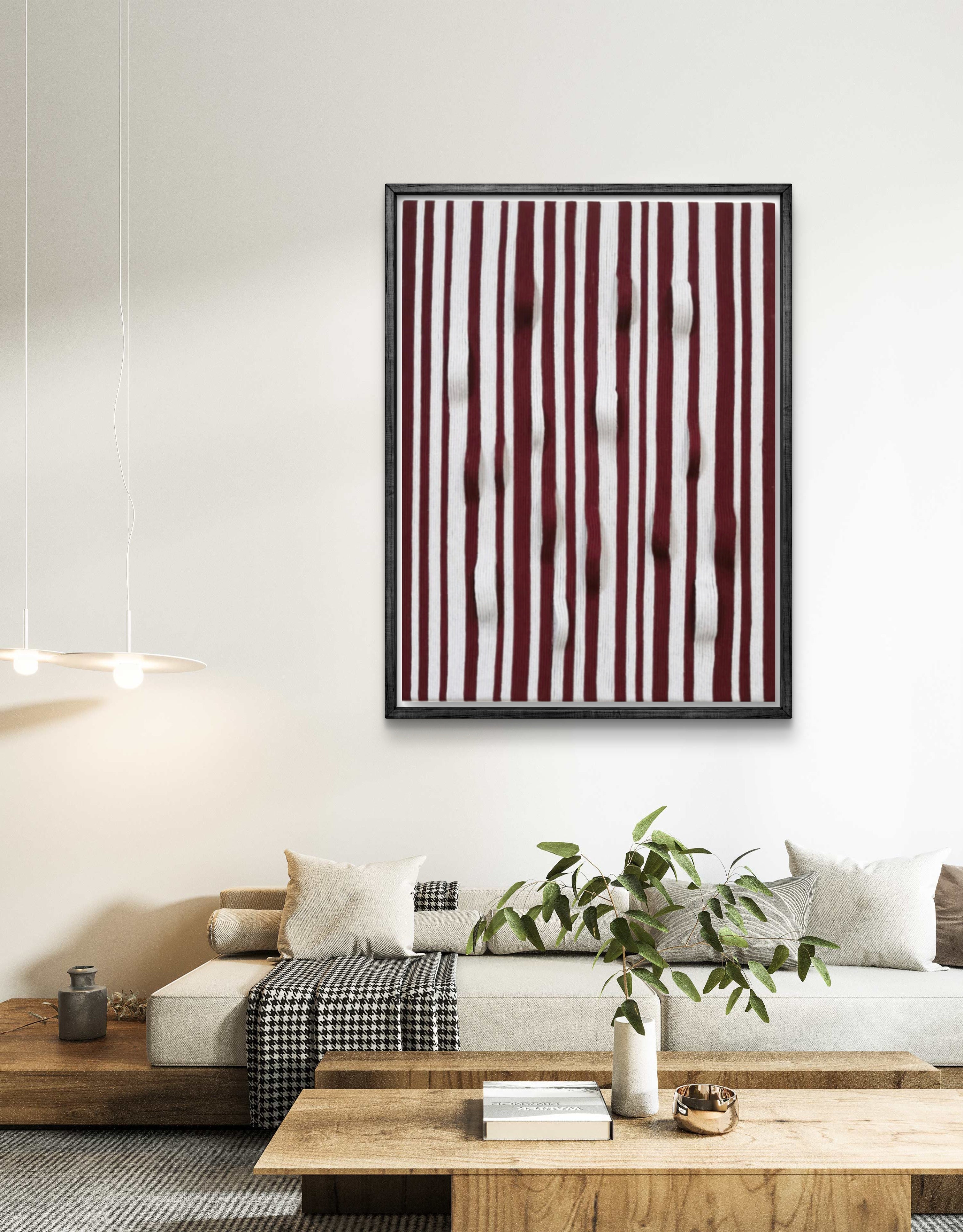 Natural tone macrame fiber wall piece