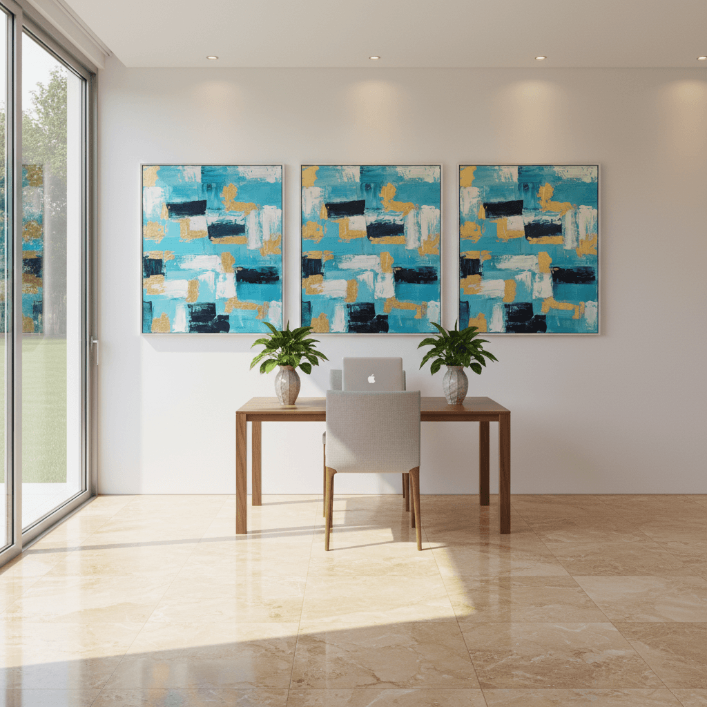 Echoes of Gilded Calm – Luxury Abstract art for Home Interiors UAE 100 × 76 cm
