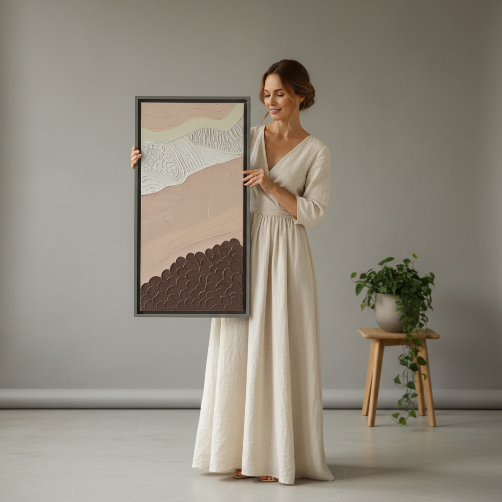 Silent Geological Flow – Sculptural Wall Art for Homes 150×60cm (B)