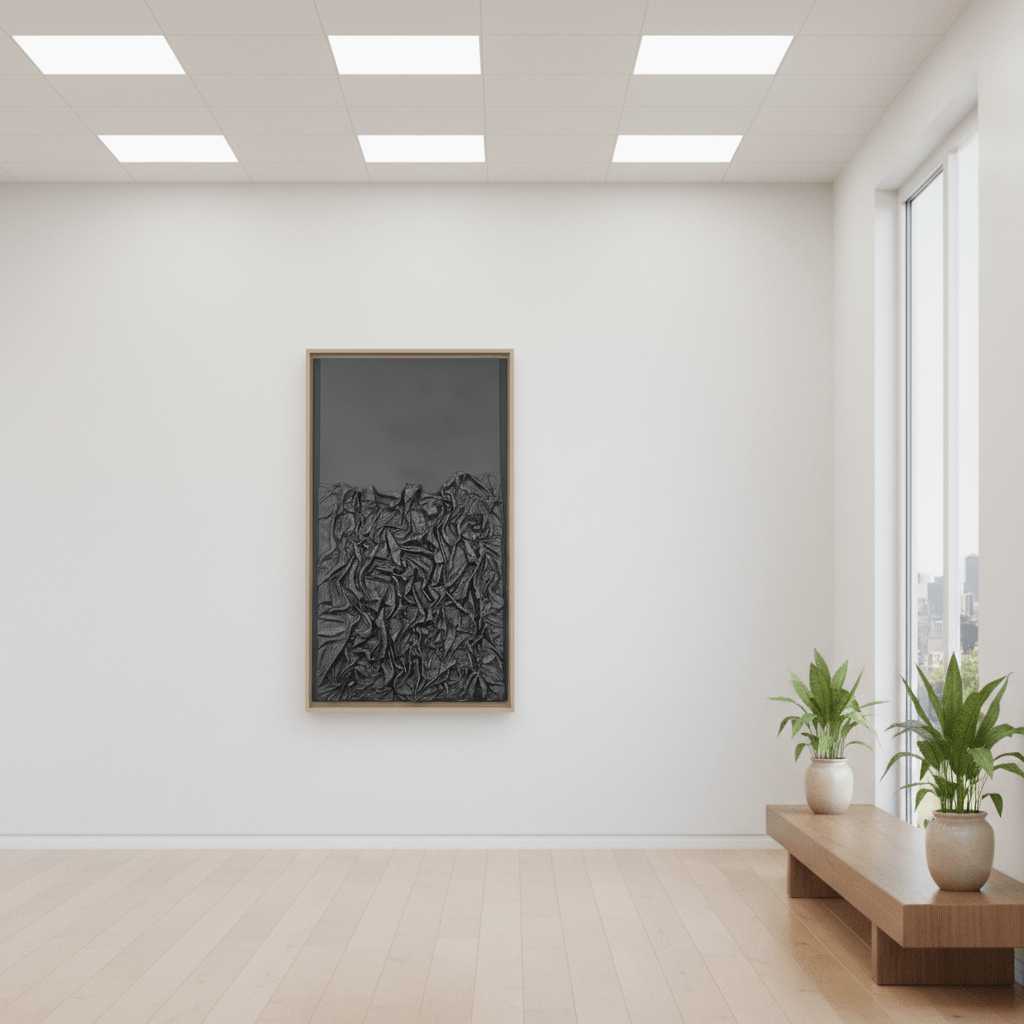 Veil of Shadows – Handmade Modern Textured Art 150 × 60 cm