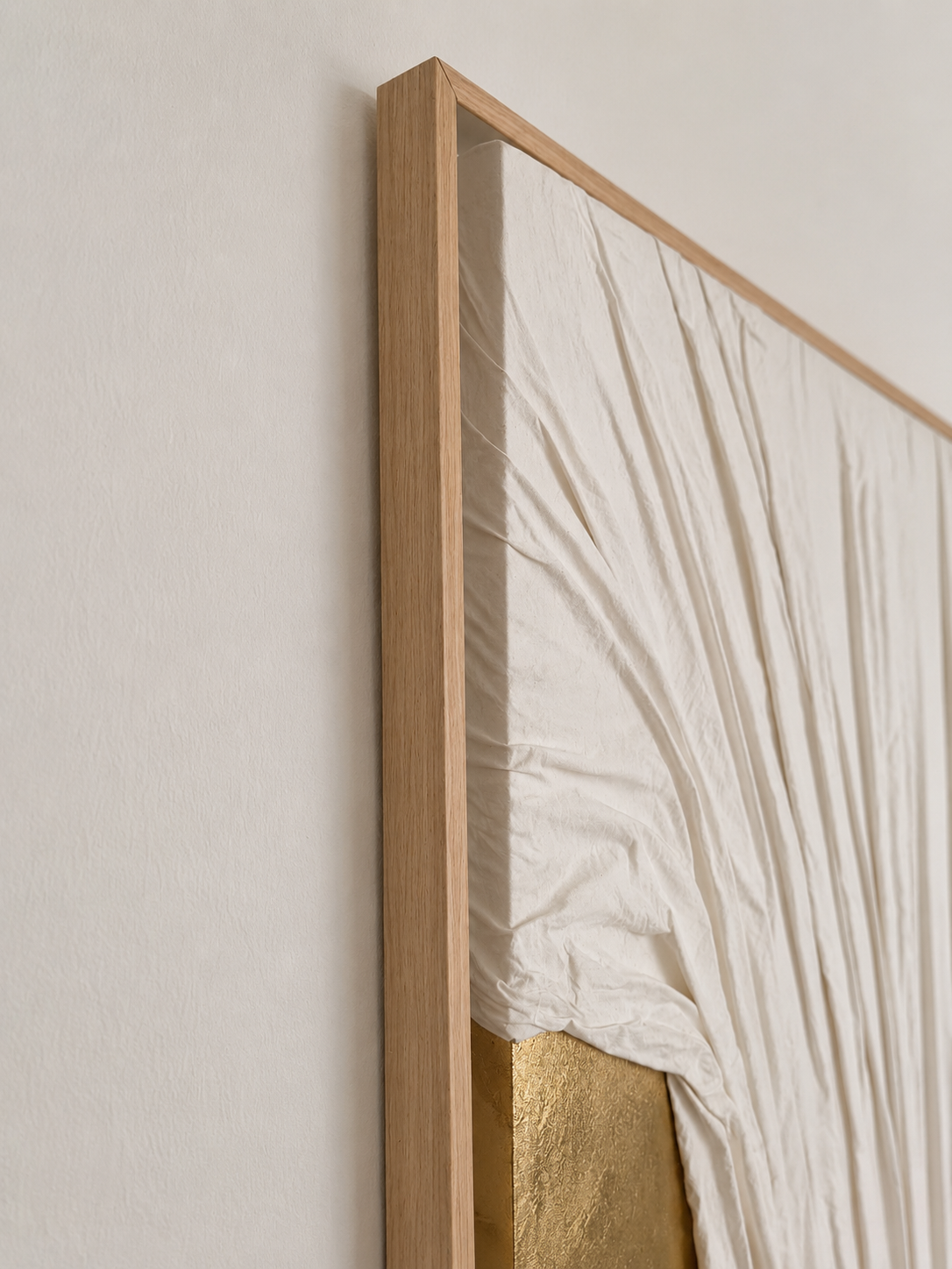 Gilded Drapery –Textured Abstract Wall Art with Beige Frame | 100 × 76 cm