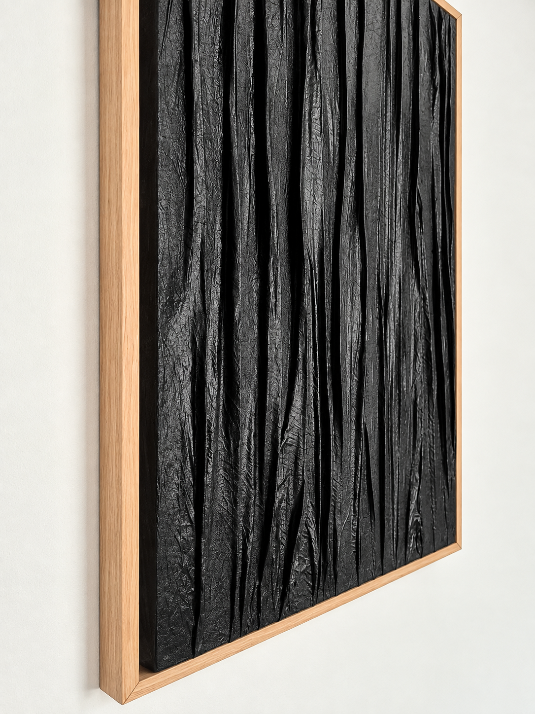 Deep Charcoal Tones – Modern Textured Wall Art with Beige Frame 108 x 82 cm