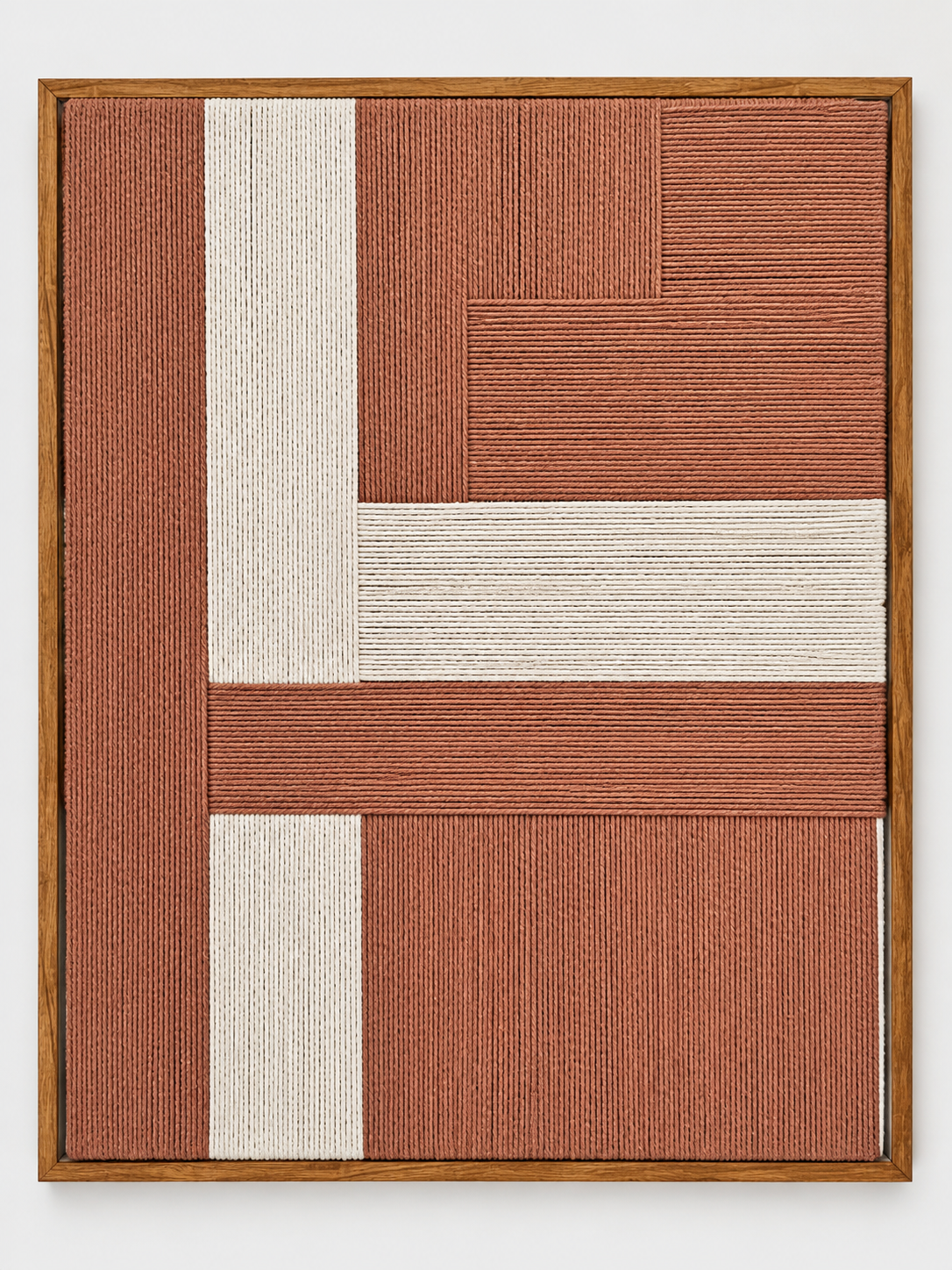 Triadic Balance Handwoven Macramé Wall Art with Walnut Frame 85 × 65 cm
