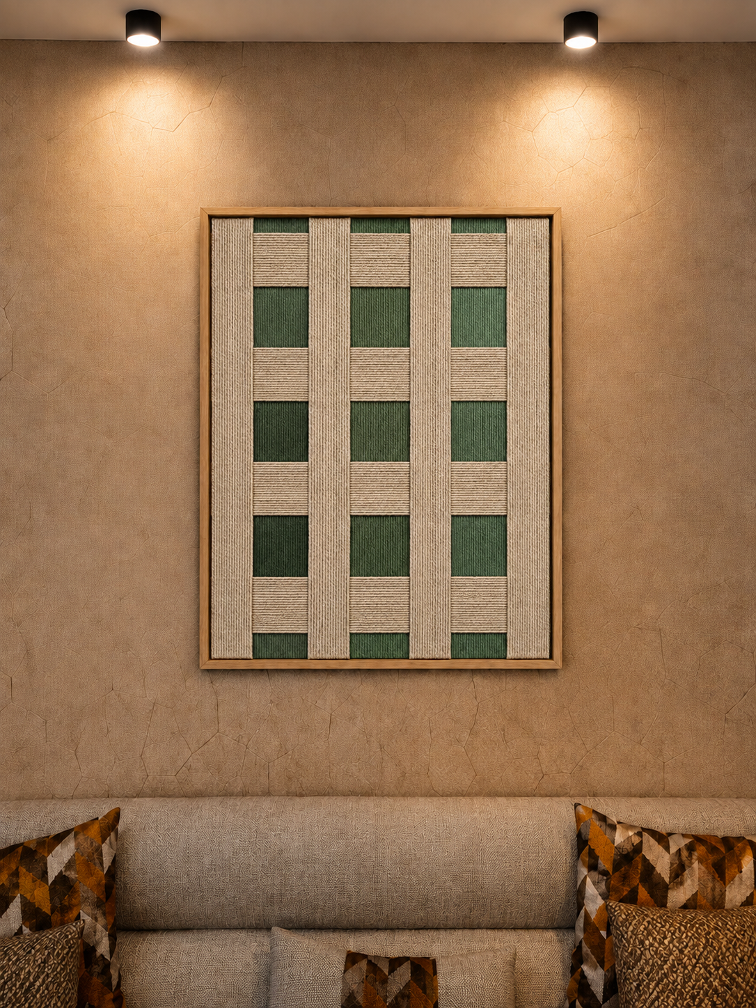 Earth’s Own Weave Macramé Wall Art with Beige Frame | 80 × 60 cm