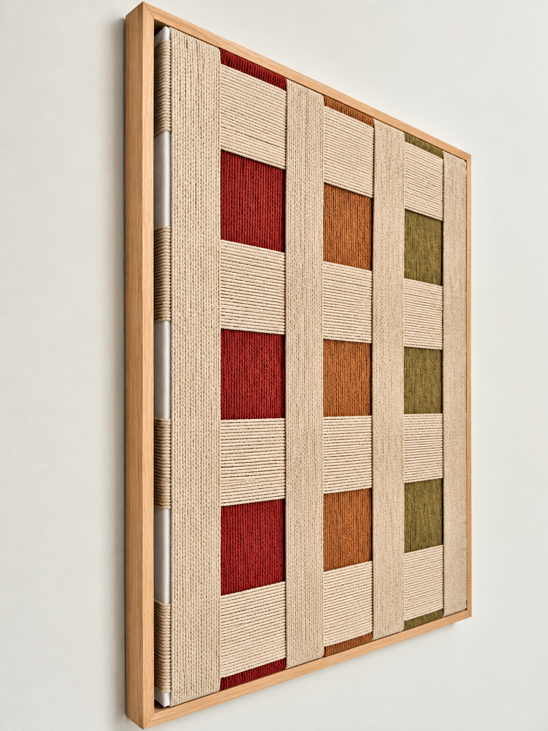 Martian Weave Macramé Wall Art with Beige Frame | 85 × 65 cm