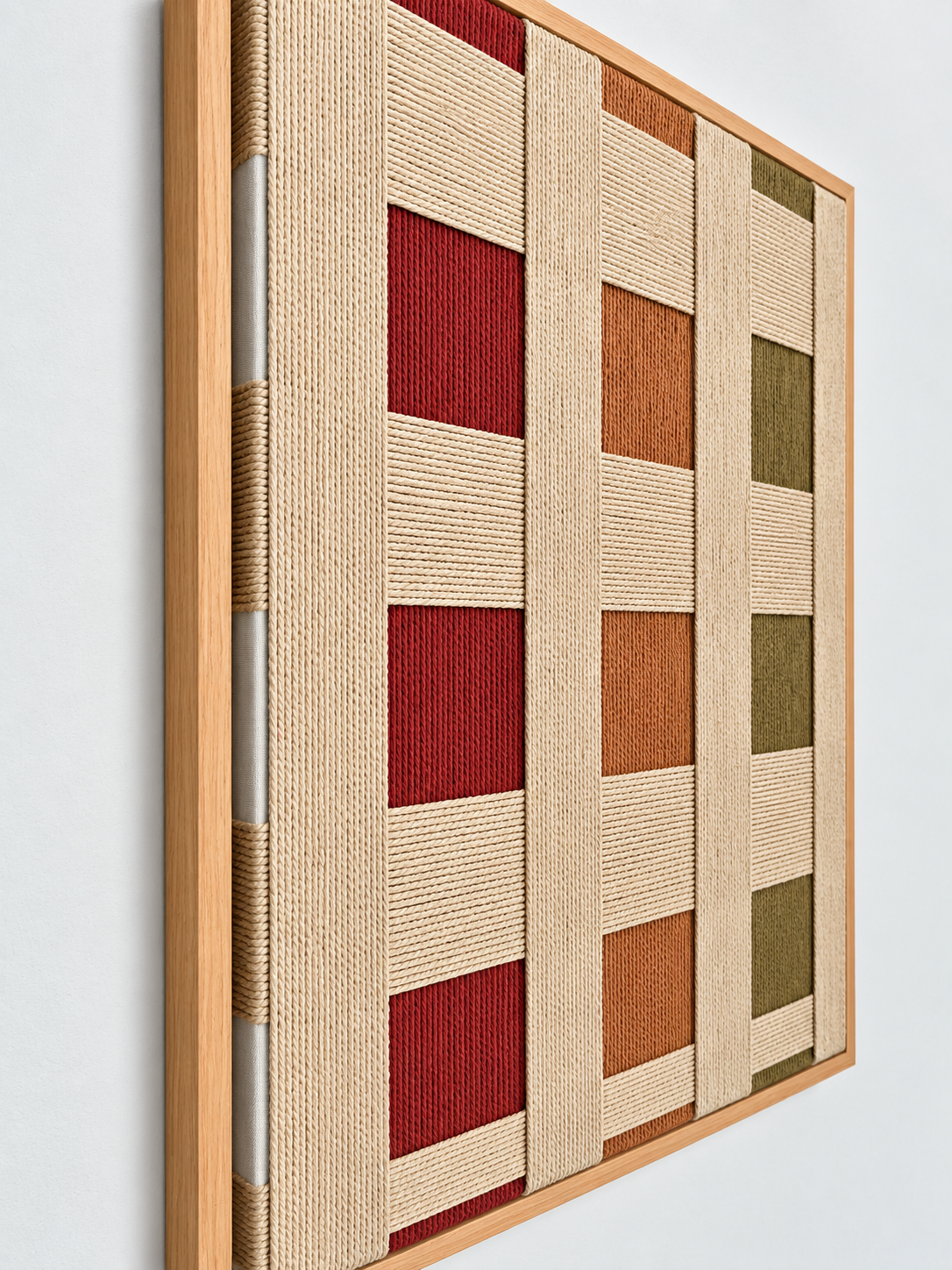 Martian Weave Macramé Wall Art with Beige Frame | 85 × 65 cm