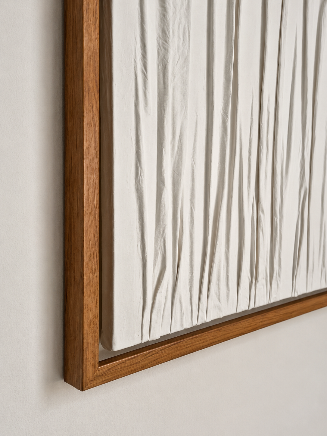Ivory Glow Framed Macramé Wall Art with dark Brown Frame 100×76 cm
