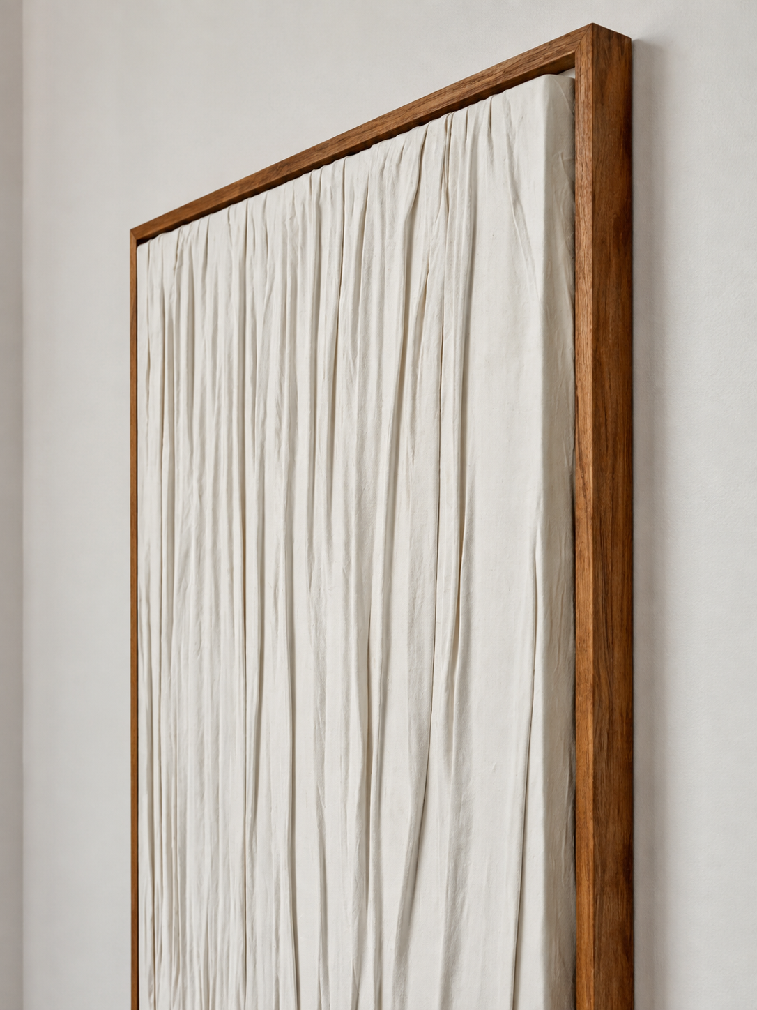Ivory Glow Framed Macramé Wall Art with dark Brown Frame 100×76 cm
