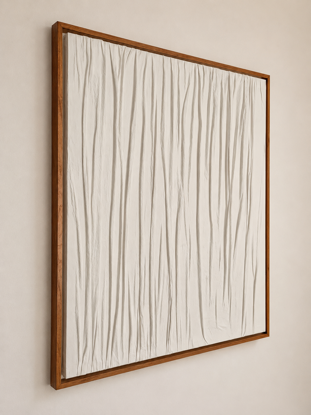 Ivory Glow Framed Macramé Wall Art with dark Brown Frame 100×76 cm