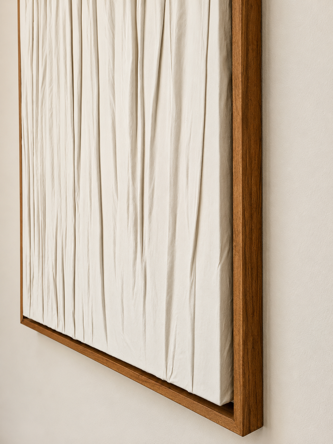 Ivory Glow Framed Macramé Wall Art with dark Brown Frame 100×76 cm