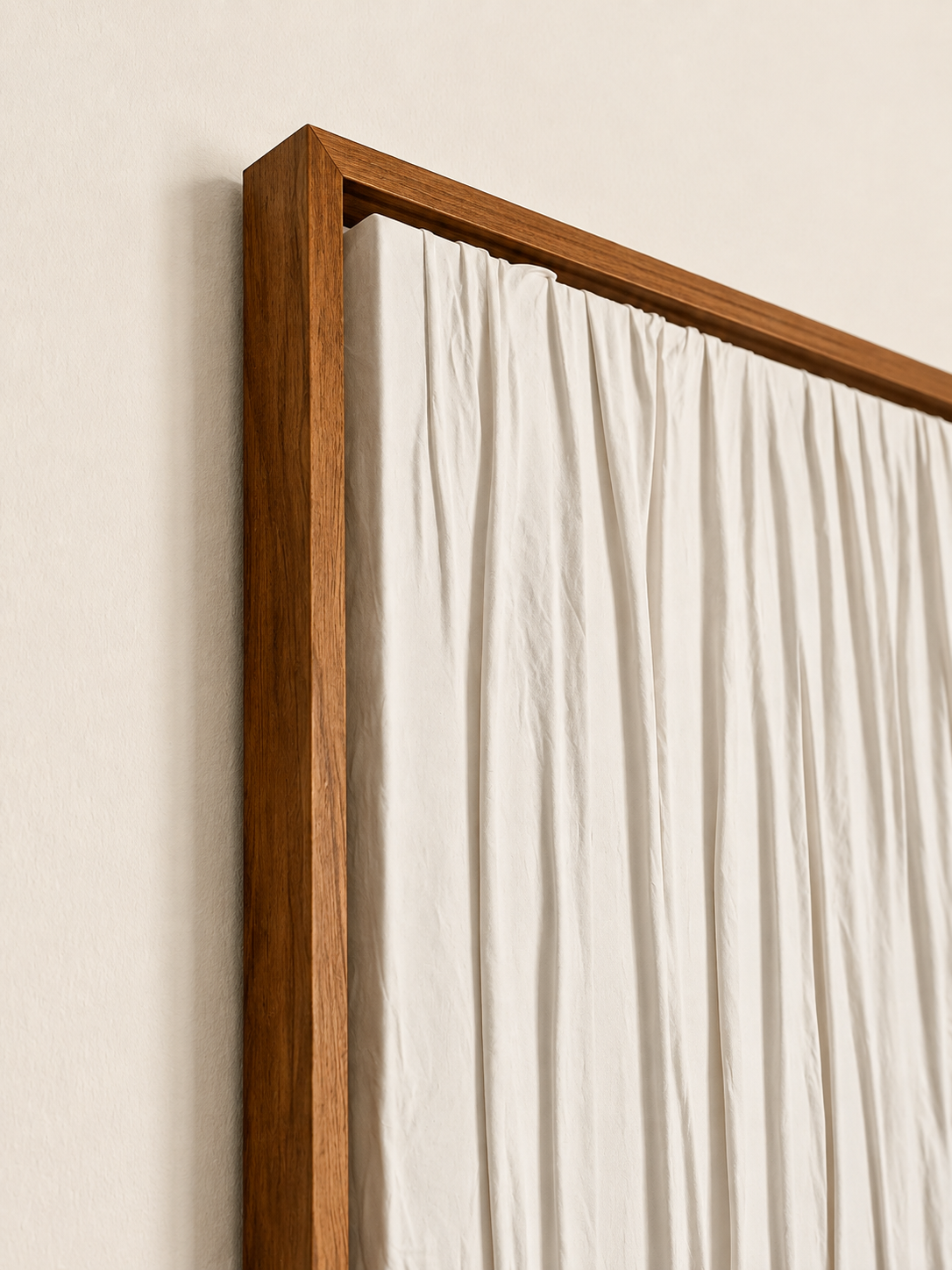Ivory Glow Framed Macramé Wall Art with dark Brown Frame 100×76 cm