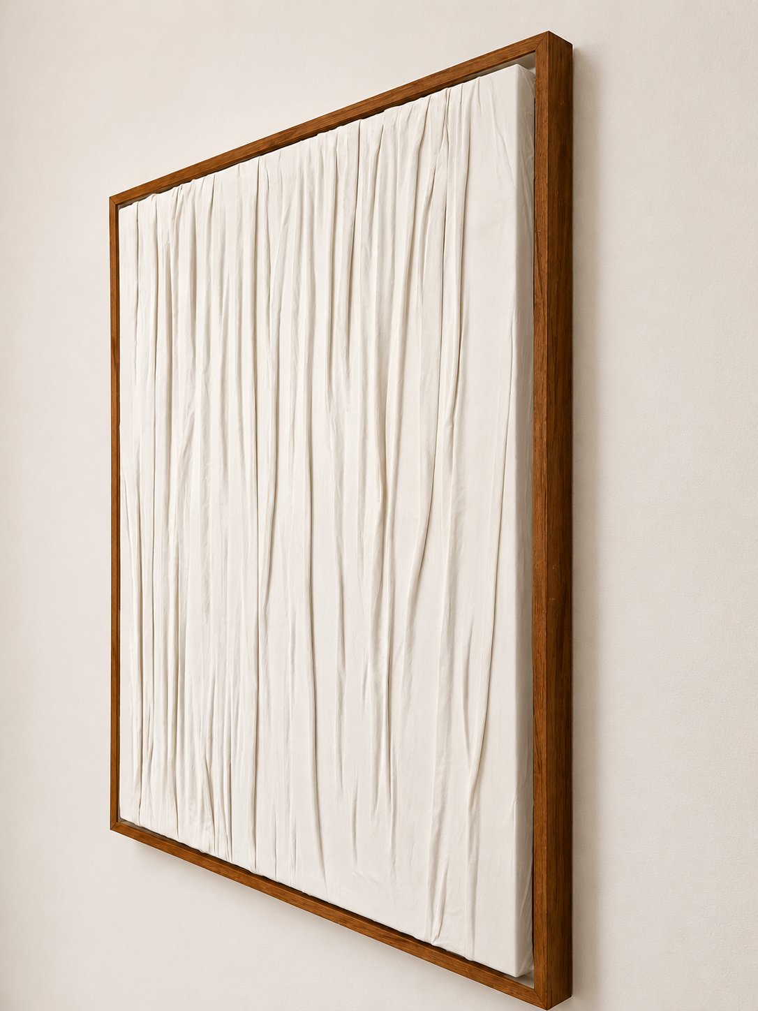 Ivory Glow Framed Macramé Wall Art with dark Brown Frame 100×76 cm
