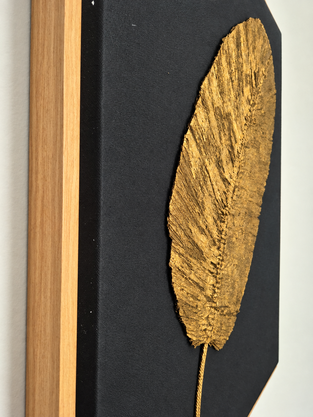 Golden Plume Handcrafted Macramé Feather Wall Art with Beige frame | 85 × 65 cm