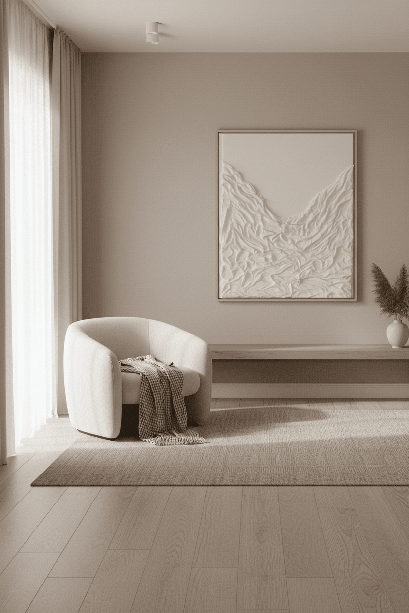 Fossilized Drapes white textured wall art UAE