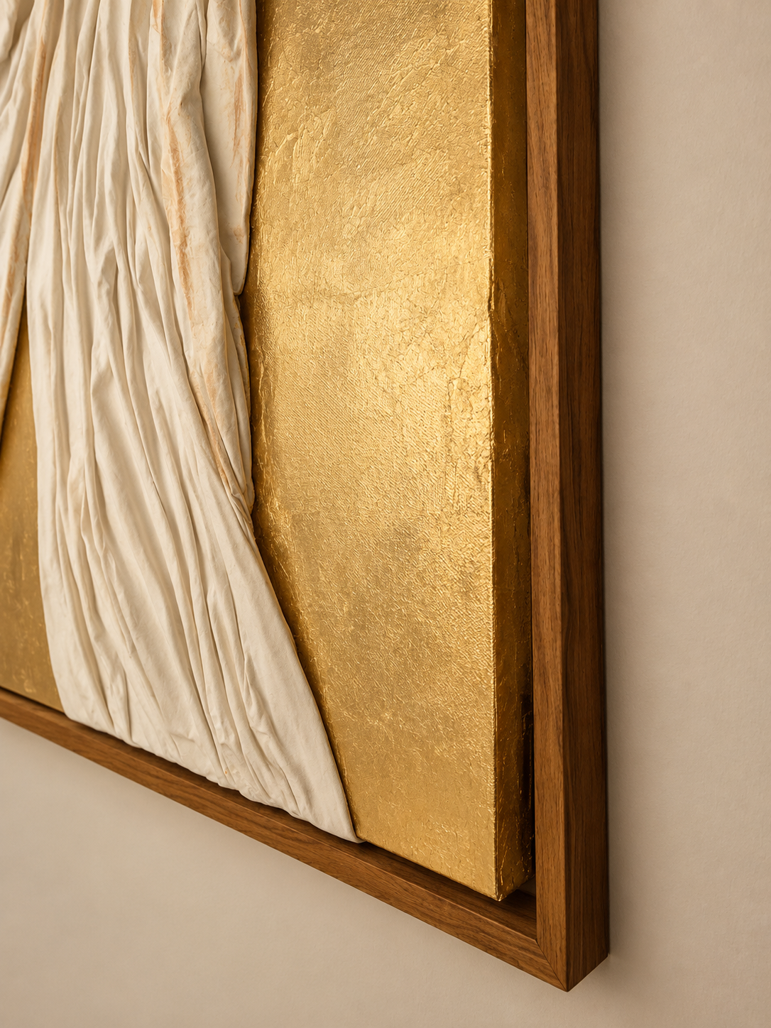 Framed white and golden abstract artwork Dubai