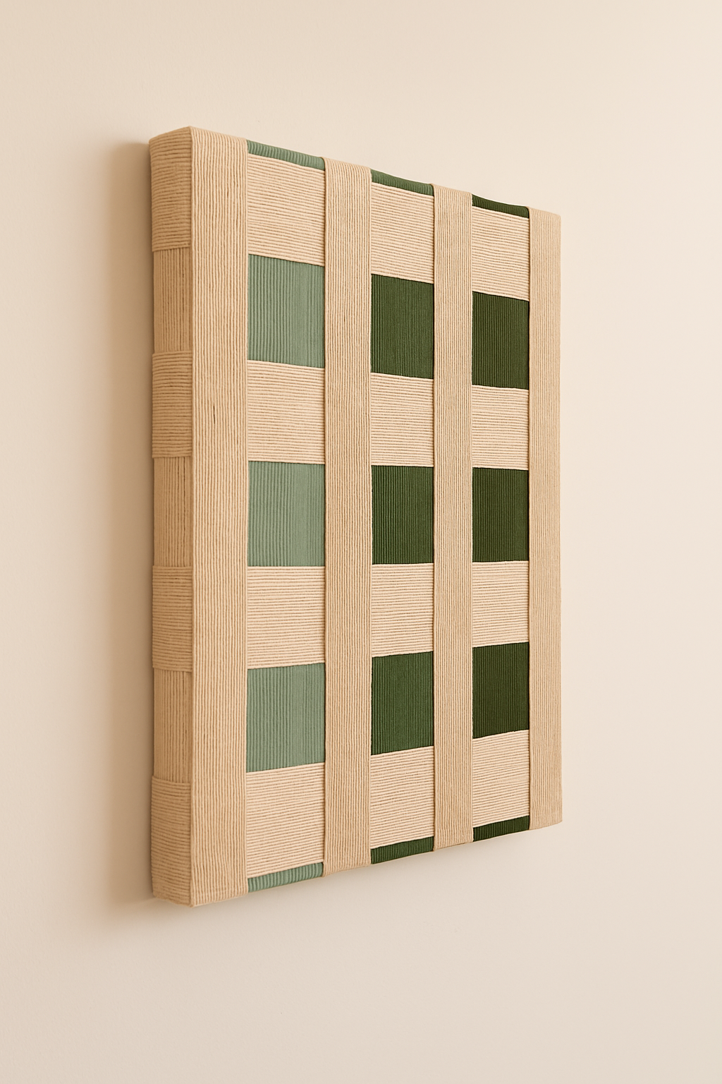 Green and neutral geometric macrame art