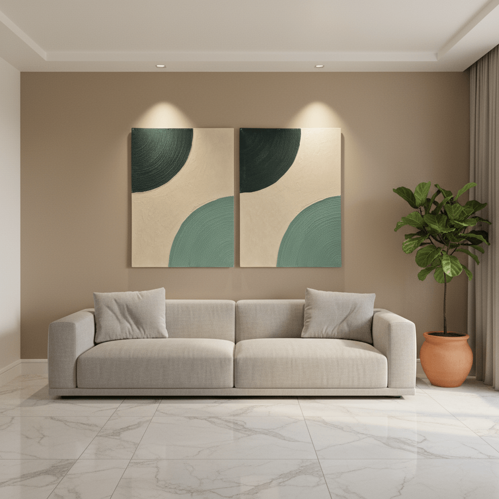 Handcrafted textured canvas wall art pair
