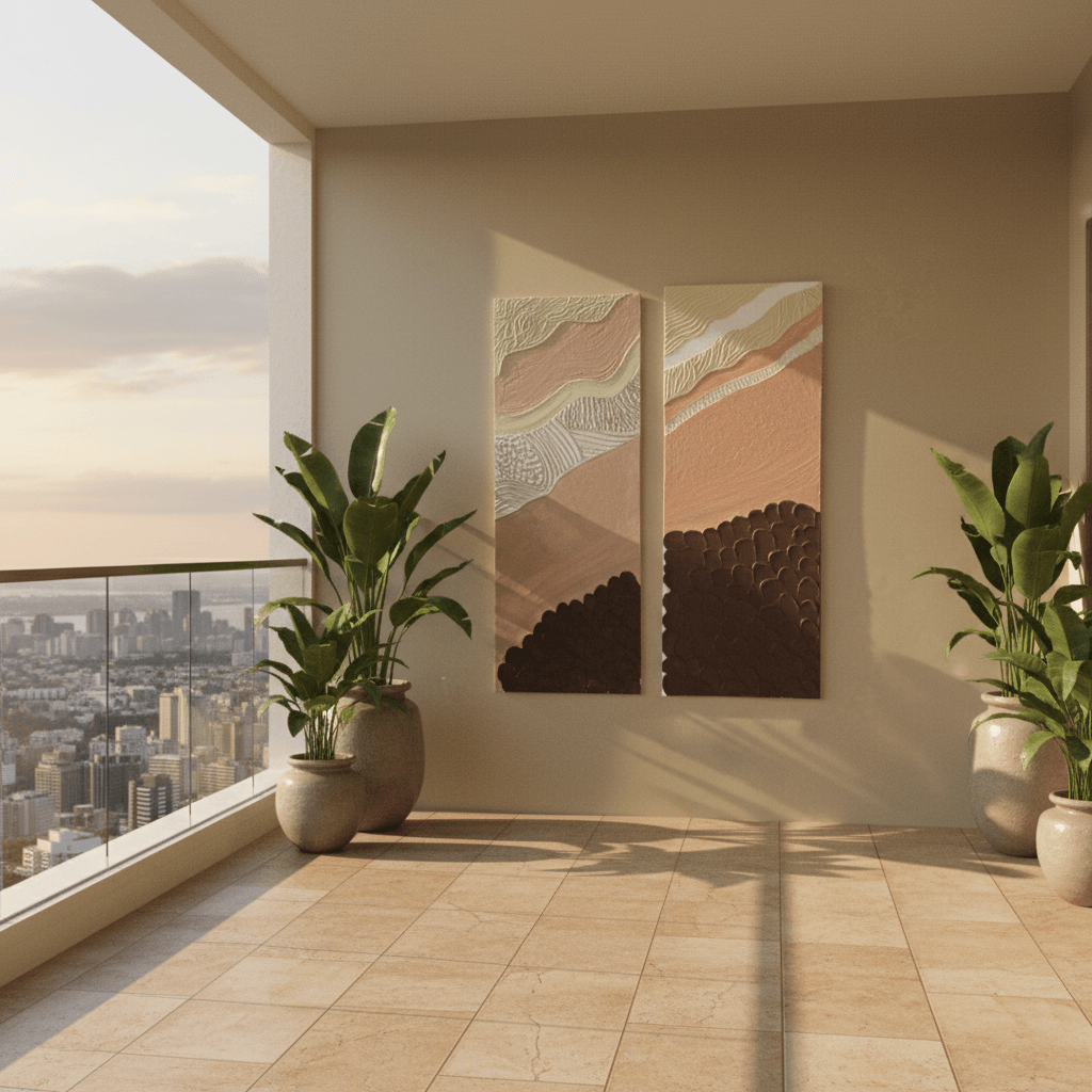 Handcrafted textured wall art set