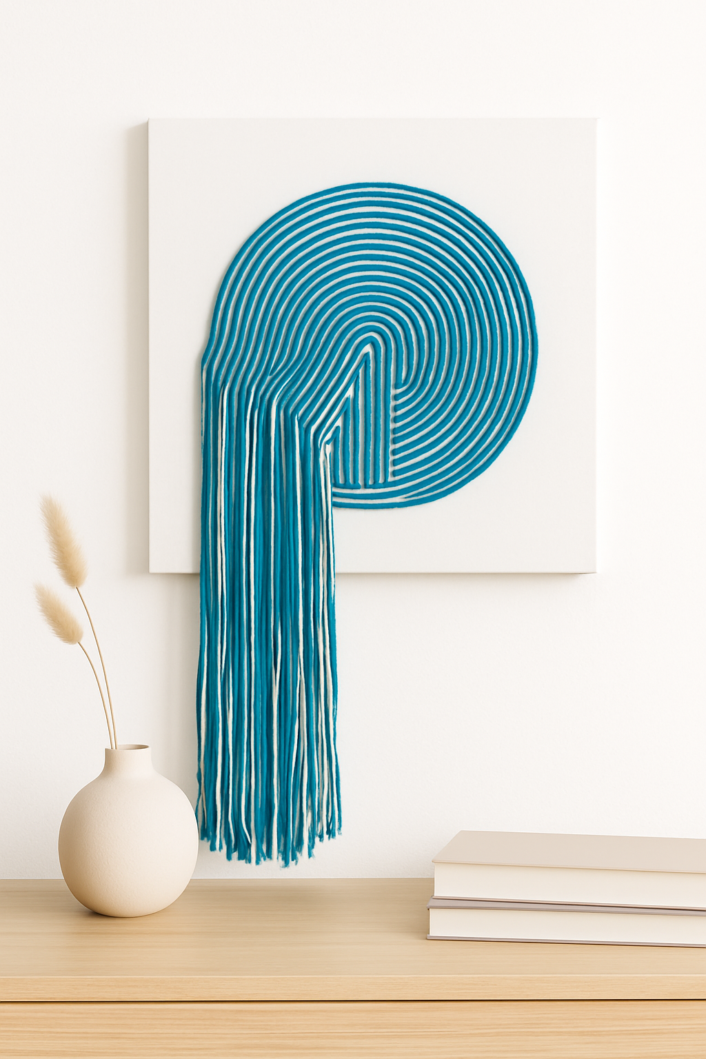 Handmade woven fiber artwork