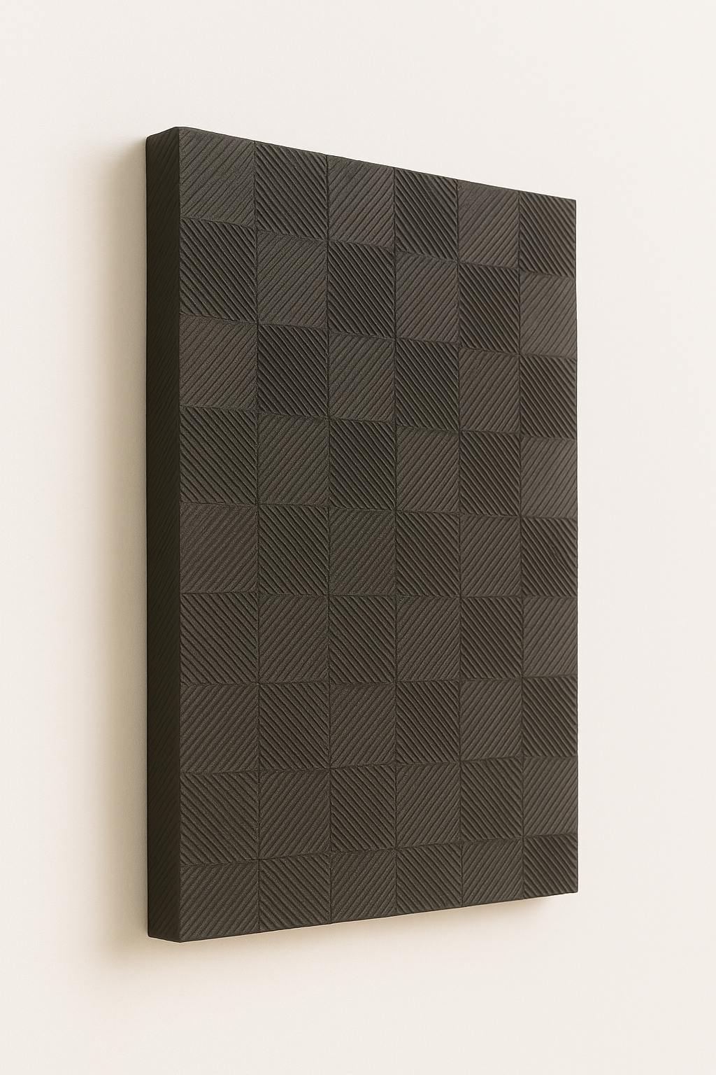 Charcoal Shifts The Art of Light, a textured abstract artwork showcasing deep charcoal tones and dynamic 3D surfaces.