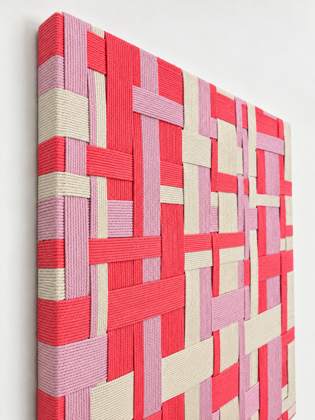 Ivory blush pink and deep red wall art
