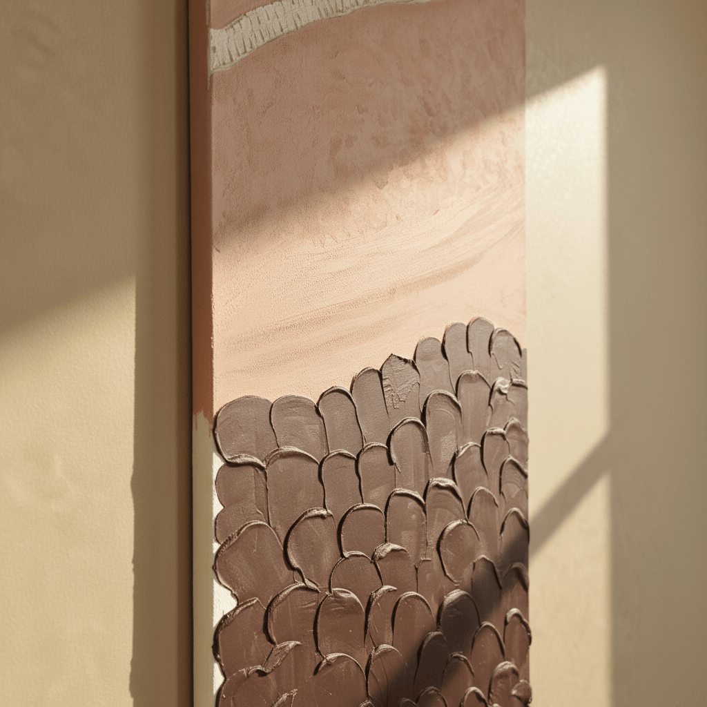 Textured vertical wall art for living room