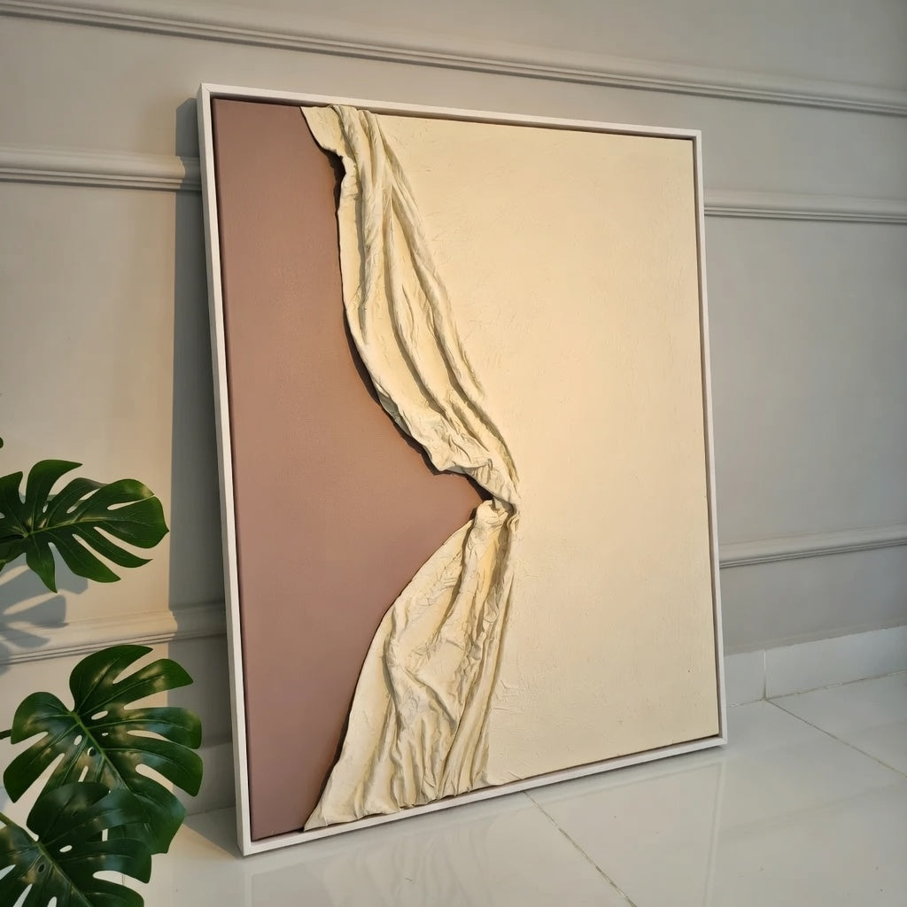 Whispers in Fabric – Modern Abstract Wall Art UAE 76*100cm