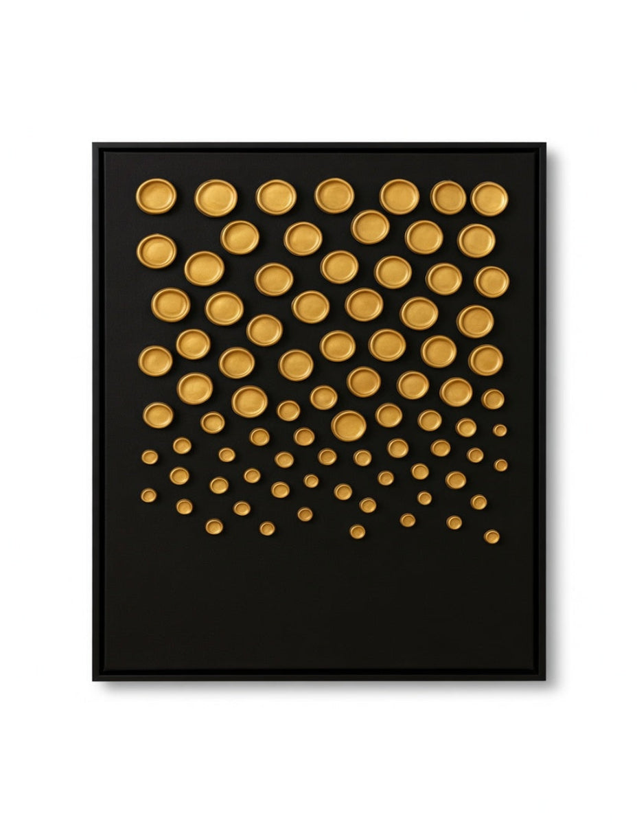 Golden Drops Abstract Textured Clay Wall Art Dubai 60 × 45cm
