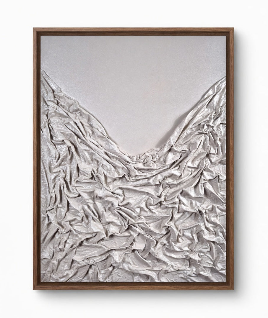 Fossilized Drapes Limited Edition Textured White Wall Art 80 × 60 cm