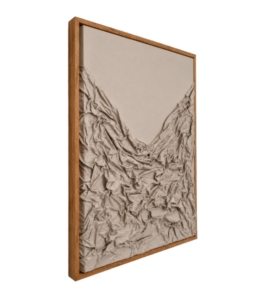 Chocolate Bedsheets Textured Canvas Wall Art with Walnut Brown Frame 85 × 65 cm