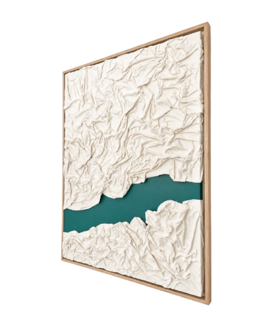 Arctic Circle – Modern Textured Wall Art with Beige Frame 108 × 82 cm
