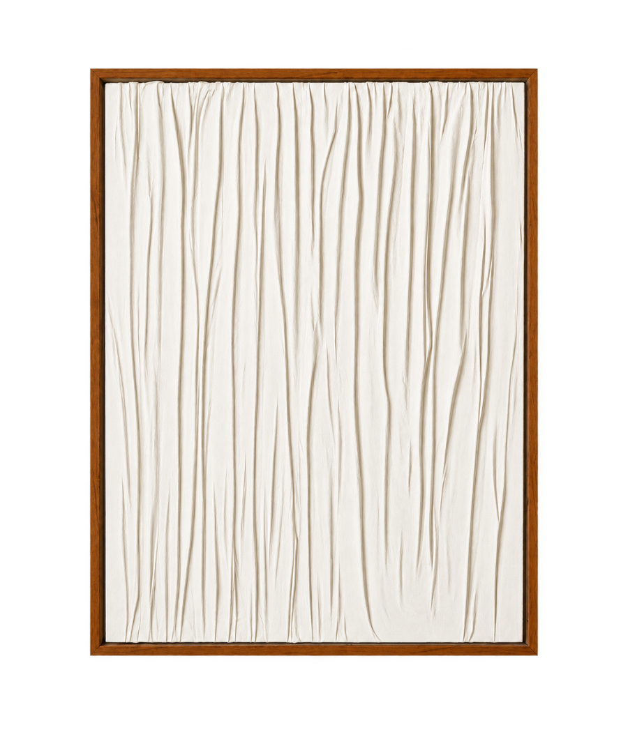 Ivory Glow Framed Macramé Wall Art with dark Brown Frame 100×76 cm
