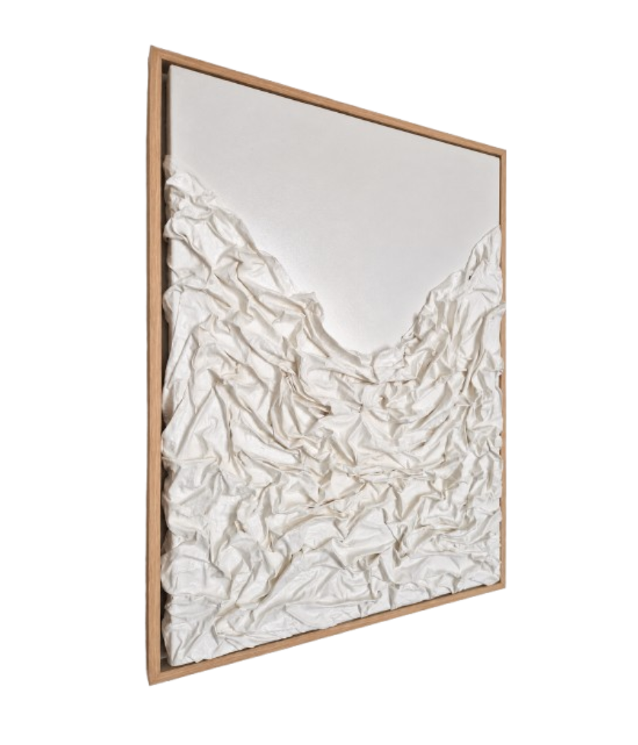 Fossilized Drapes Limited Edition Textured Wall Art with Beige Frame 85 × 65 cm