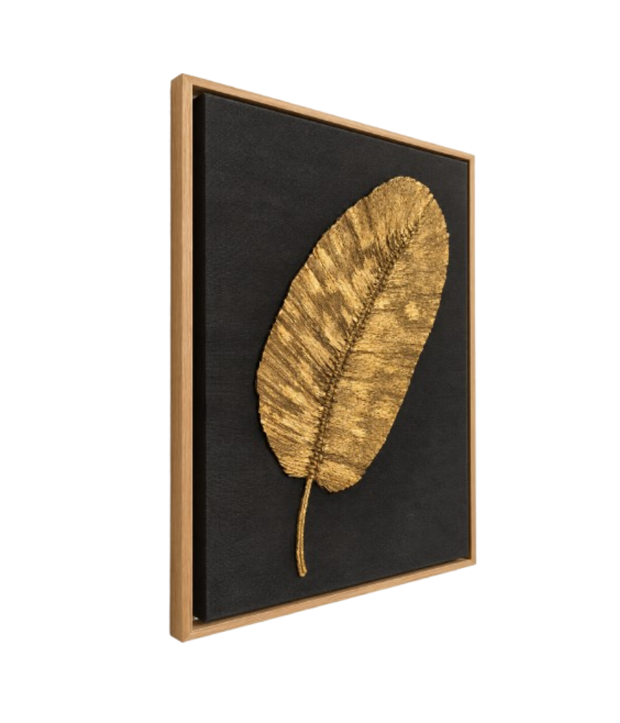 Golden Plume Handcrafted Macramé Feather Wall Art with Beige frame | 85 × 65 cm