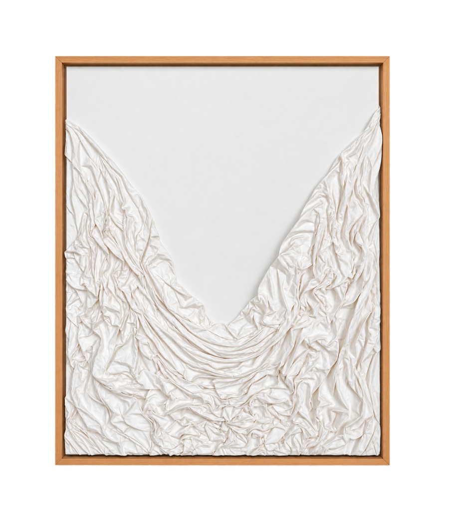 Modern white wall art with beige frame