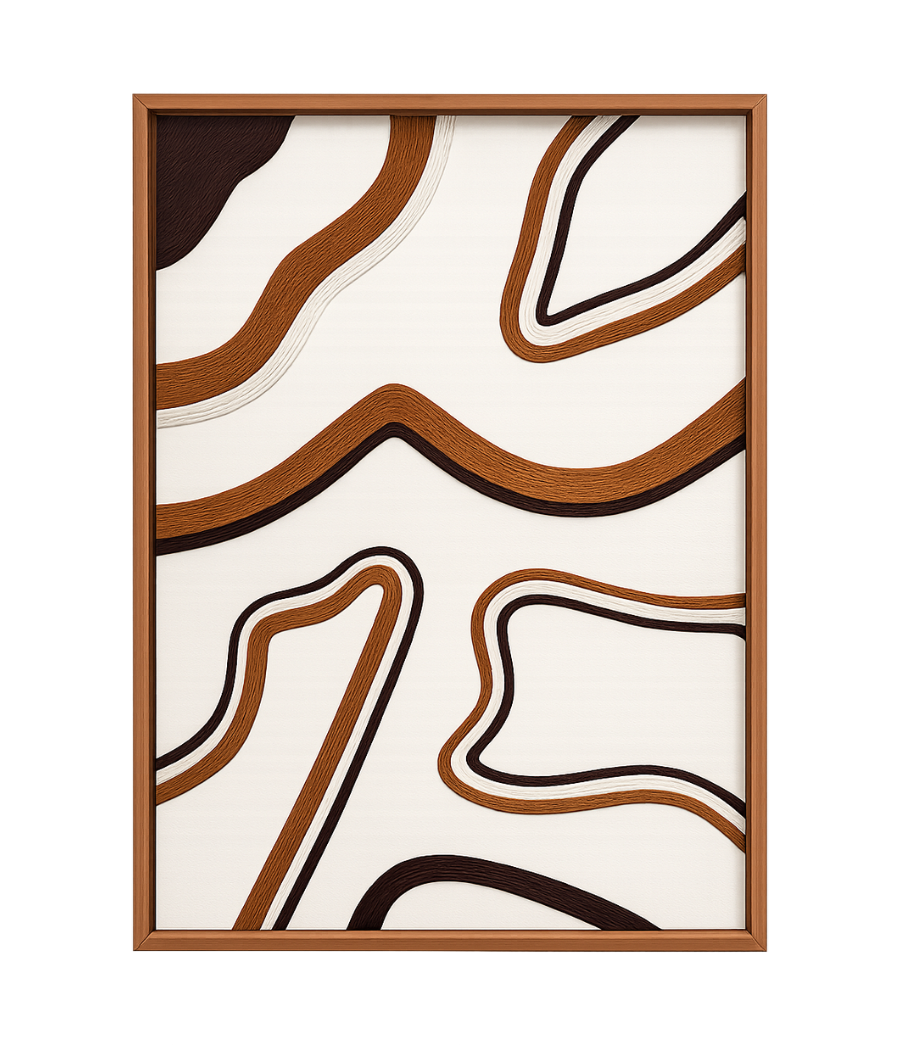 Indus Valley Macramé Handcrafted Wall Art with Brown Frame 100 × 76 cm