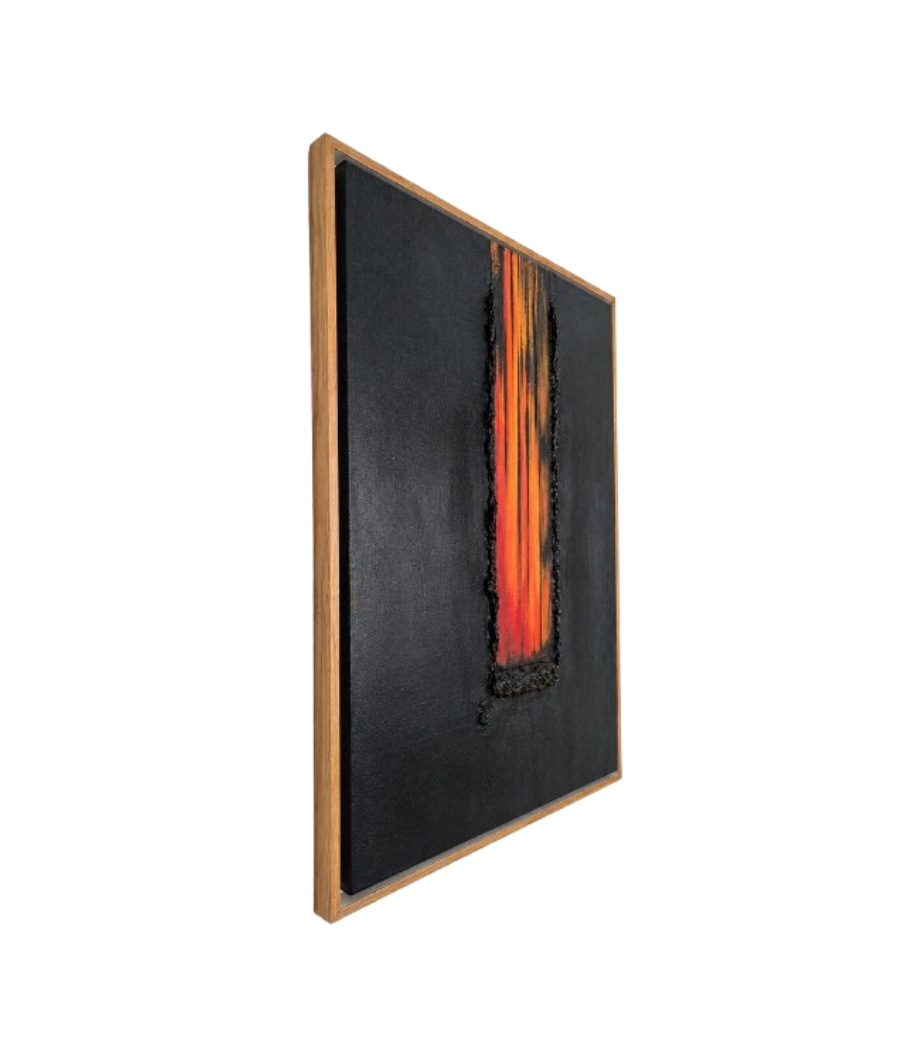 The Volcano – 3D Textured Abstract Wall Art with Walnut Brown Frame | 108 × 82 cm