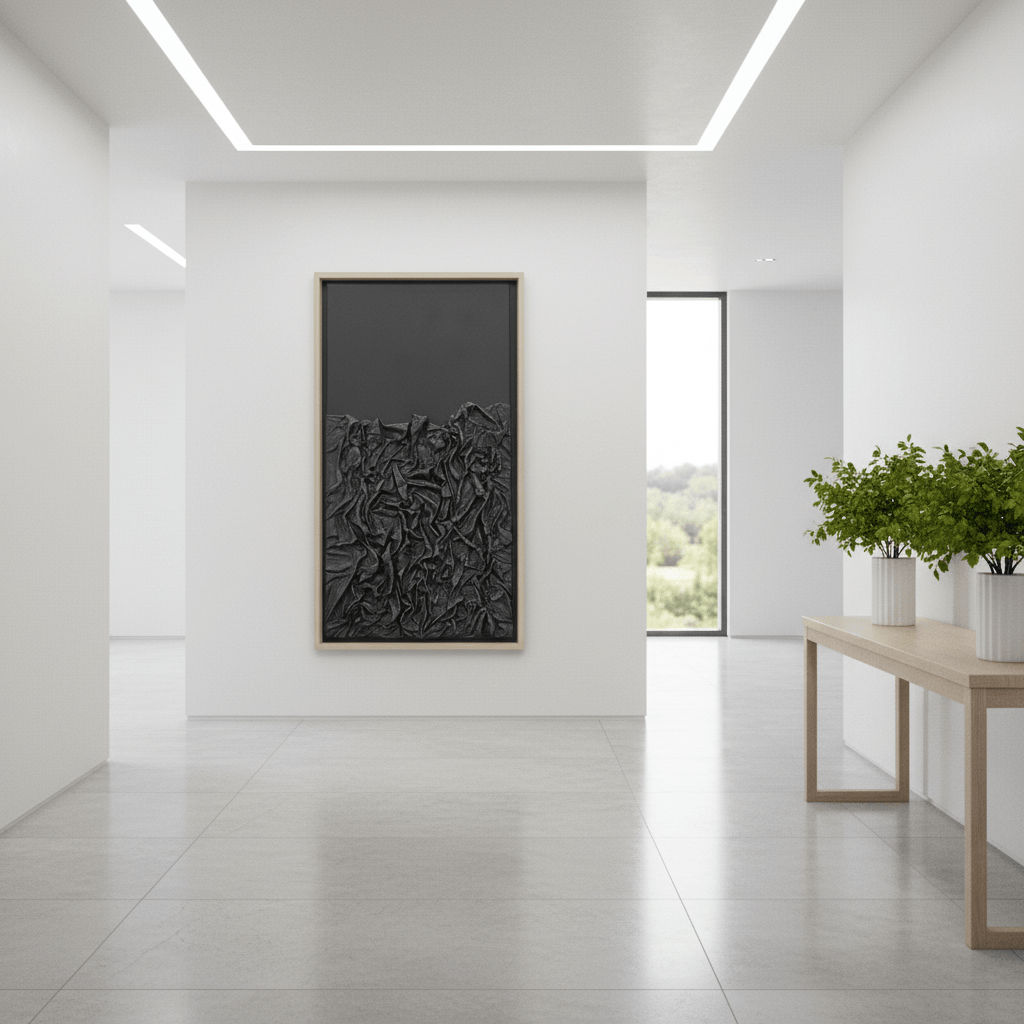 Veil of Shadows – Handmade Modern Textured Art 150 × 60 cm