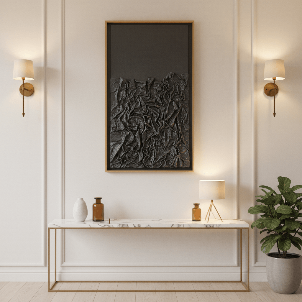 Veil of Shadows – Handmade Modern Textured Art 150 × 60 cm