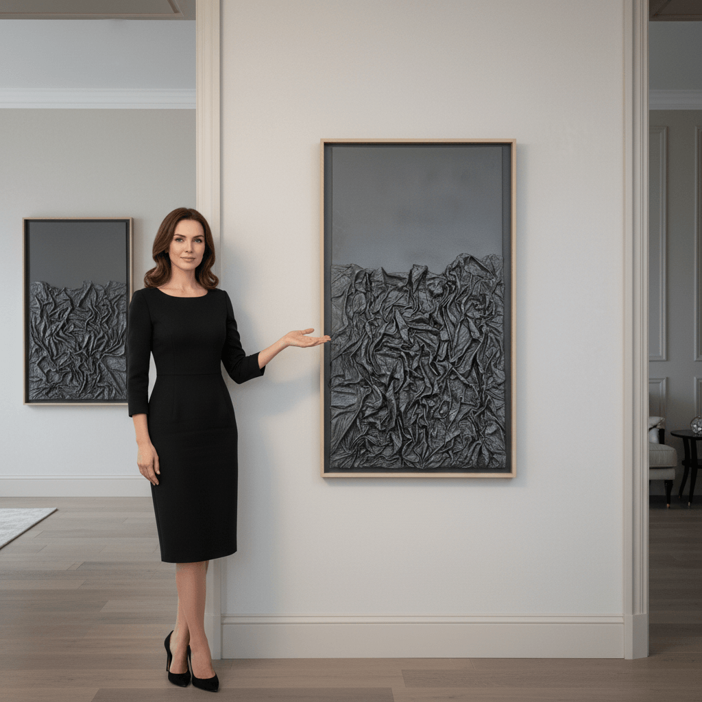 Veil of Shadows – Handmade Modern Textured Art 150 × 60 cm