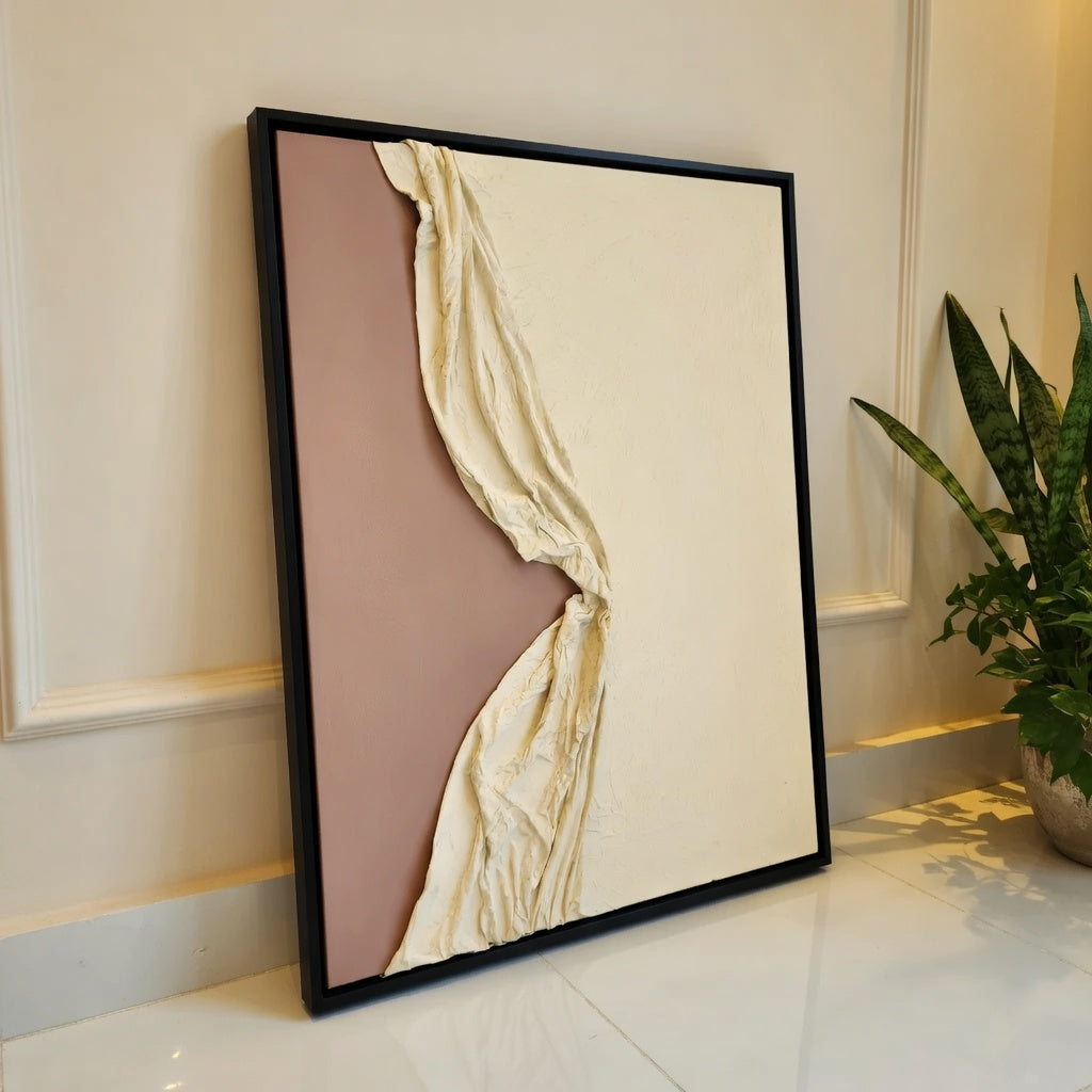 Whispers in Fabric – Modern Abstract Wall Art UAE 76*100cm