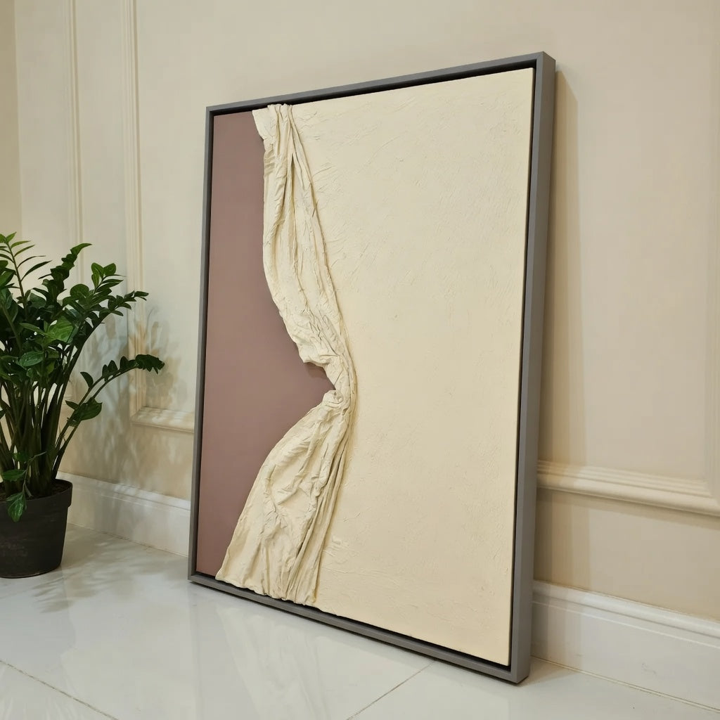 Whispers in Fabric – Modern Abstract Wall Art UAE 76*100cm