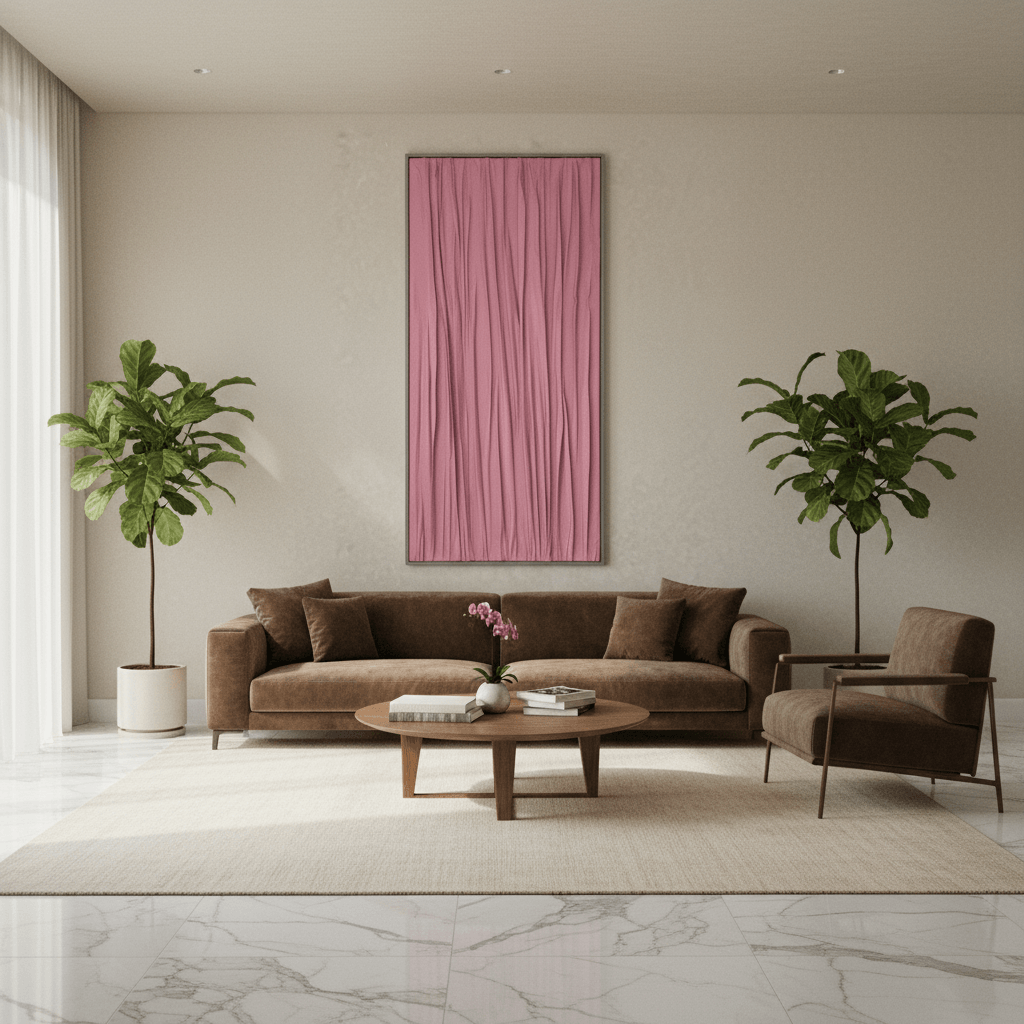 Velvet Drift – Handcrafted Pink Textured 3D Wall Art 150 × 60 cm