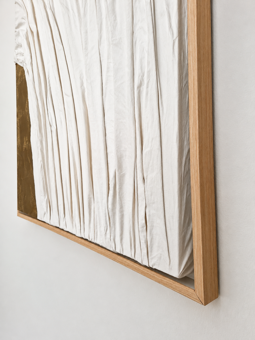 Gilded Drapery –Textured Abstract Wall Art with Beige Frame | 105 × 80 cm