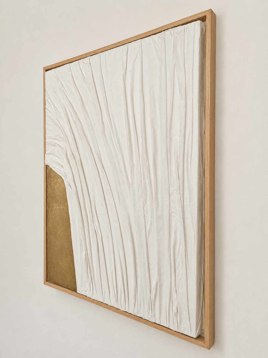 Gilded Drapery –Textured Abstract Wall Art with Beige Frame | 105 × 80 cm