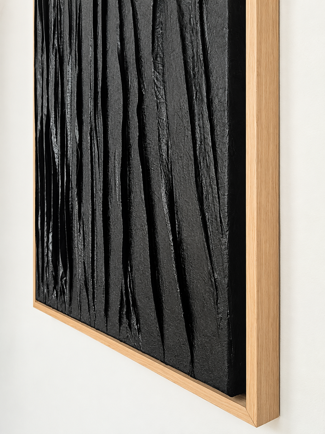 Deep Charcoal Tones – Modern Textured Wall Art with Beige Frame 108 x 82 cm