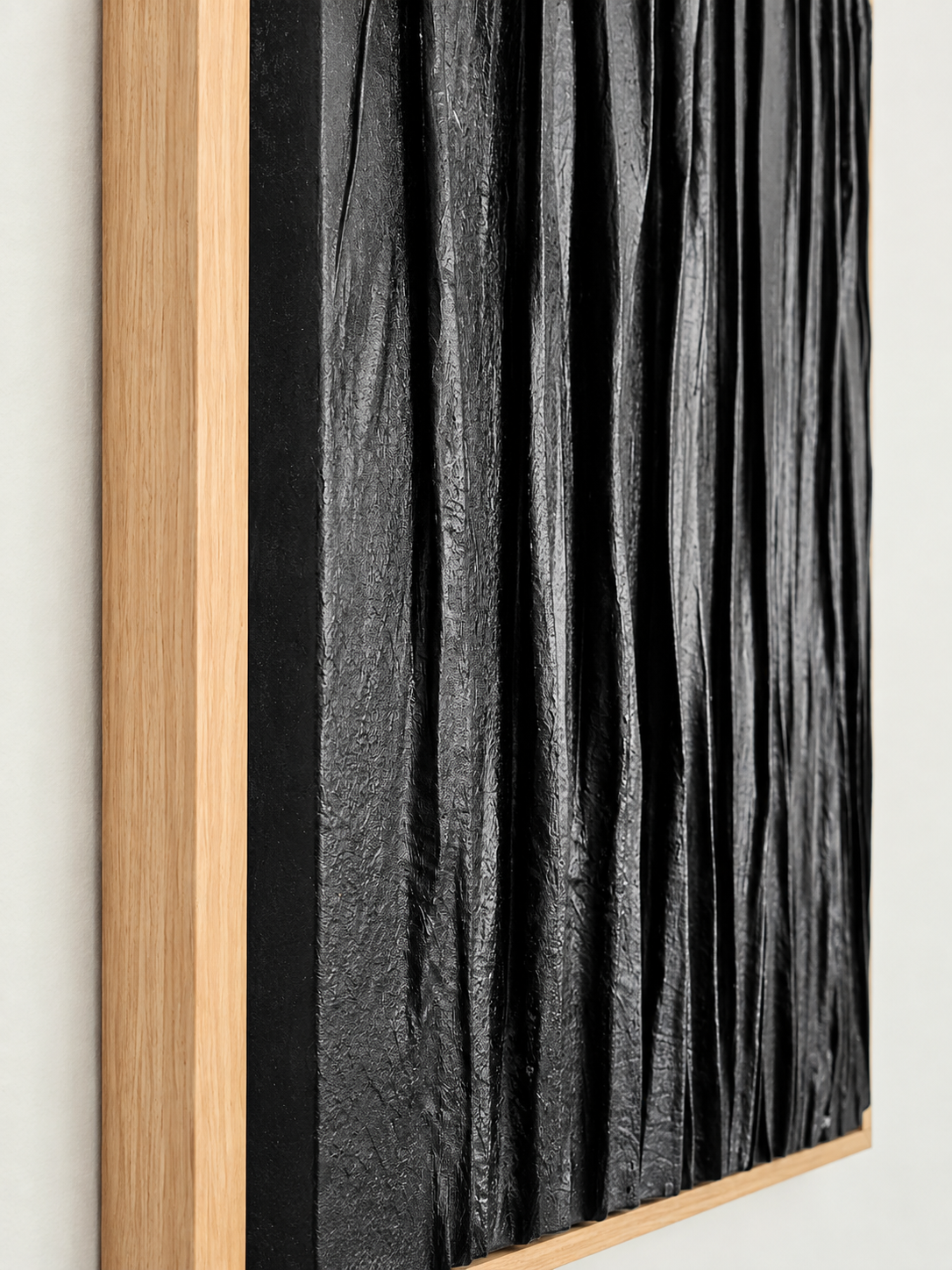 Deep Charcoal Tones – Modern Textured Wall Art with Beige Frame 108 x 82 cm